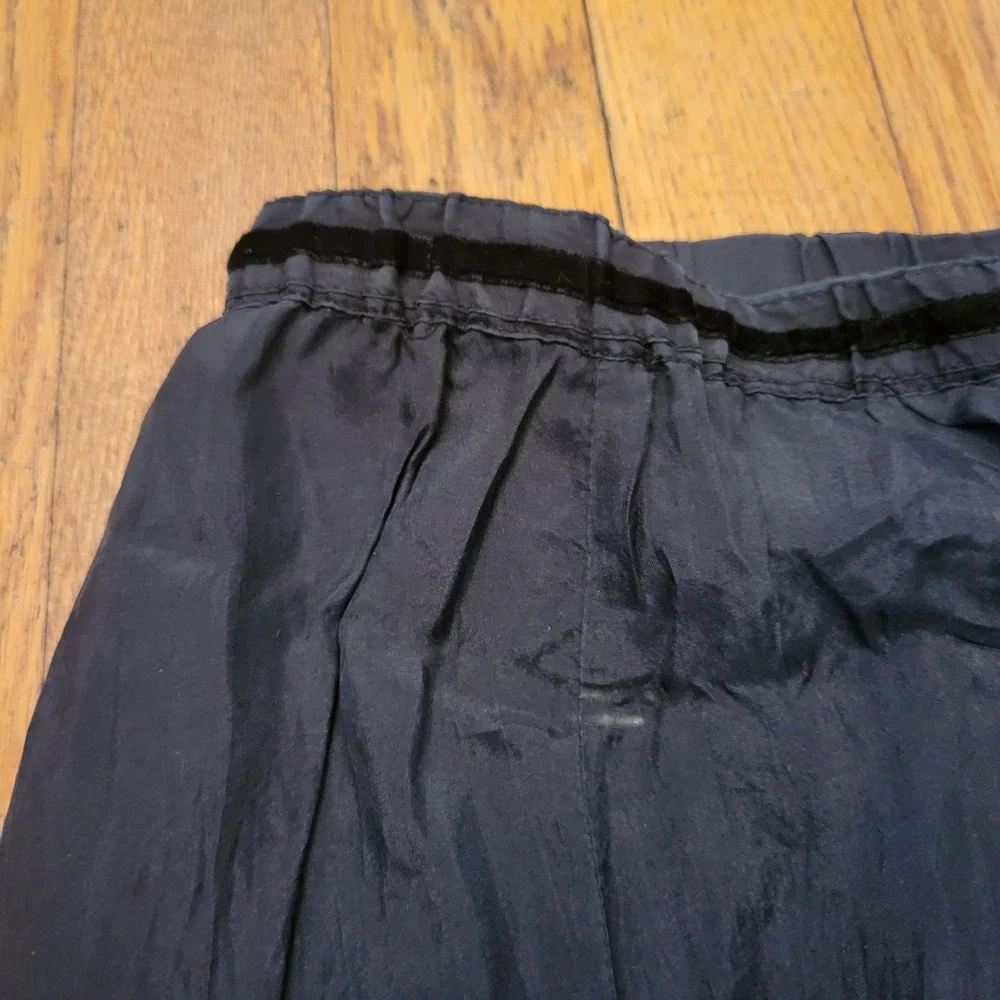 z.b.d. design 10 Maxi Skirt Black Silk Velvet Trim Elastic Waist Whimsigoth Glam